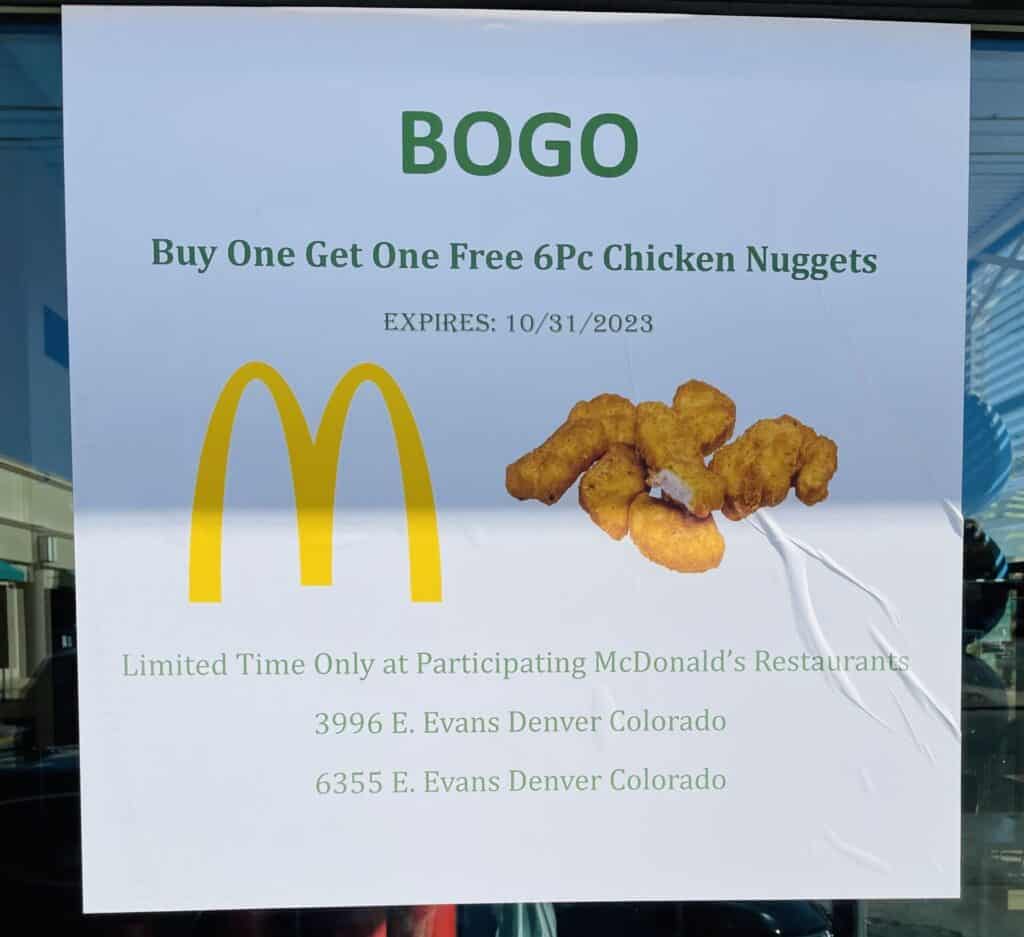 mcdonalds BOGO chicken nuggets Mile High on the Cheap