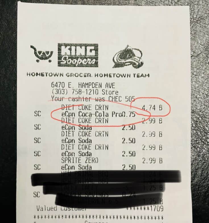 king soopers receipt Mile High on the Cheap