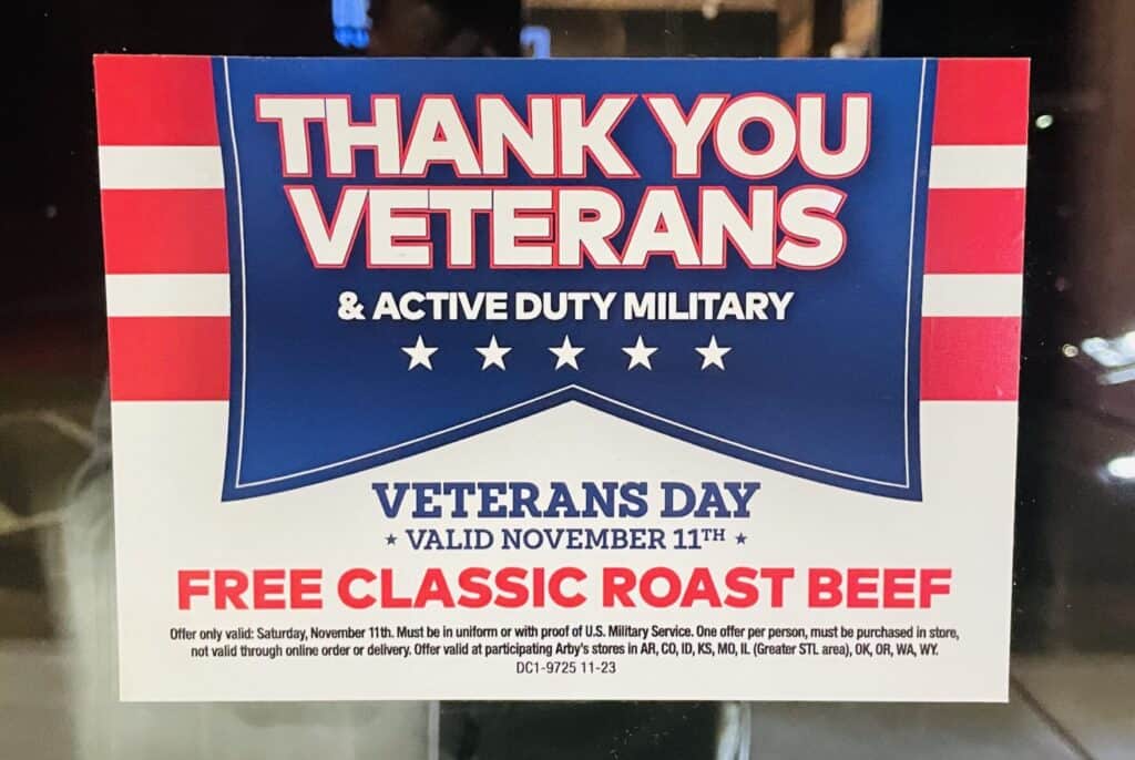 Arby'S Veterans Day 2024 Tickets Junia Margery