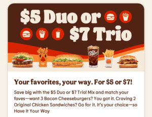 Burger King Offers Budget-Friendly $5 Duo and $7 Trio Meal Deals - Up
